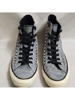 Converse CTAS Blue Stone Wash Denim Studded High Top Sneakers (W Size 8.5)
